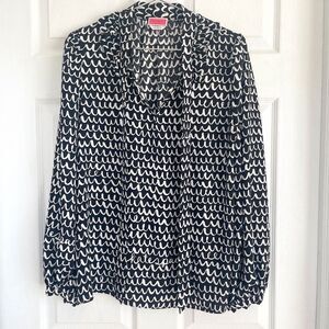 Kate Spade New York Scribble Tie Blouse Sz L NWOT